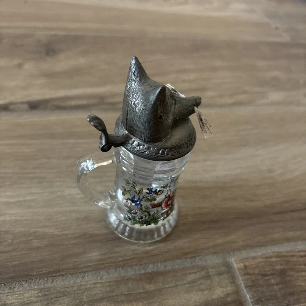 BMF Schnapskrugerl Wolf Whiskers Mini Steins, Made in Germany-  Top Not Attached